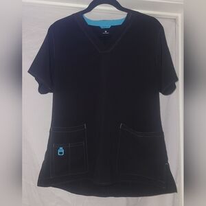 Carhartt Black Scrub Top with Blue Accents